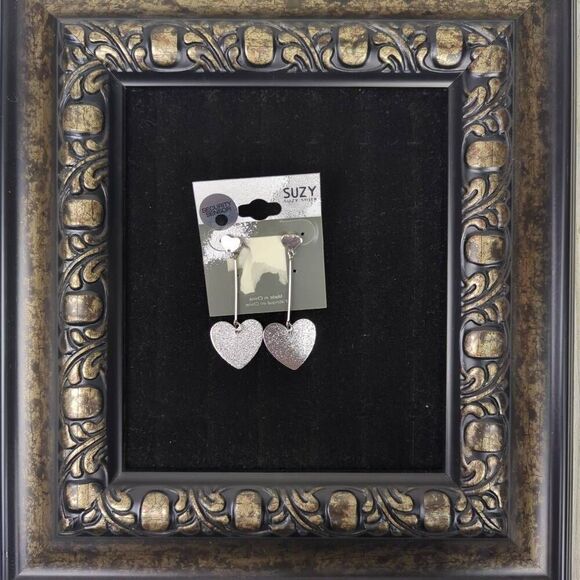 Suzy Shier Silver Tone Heart Drop Earrings Brand New 2" - Picture 1 of 4
